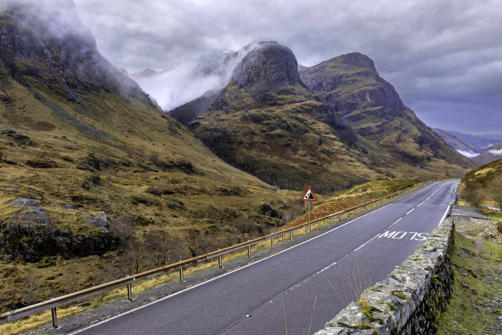 The Three Sisters of Glencoe above the road north